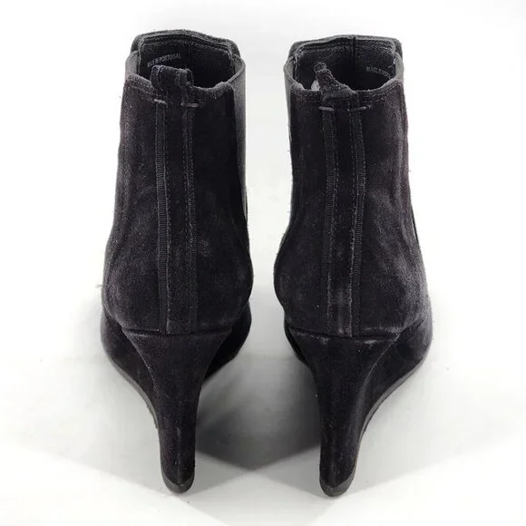LANVIN Suede Wedge Ankle Booties Black - Picture 8 of 12